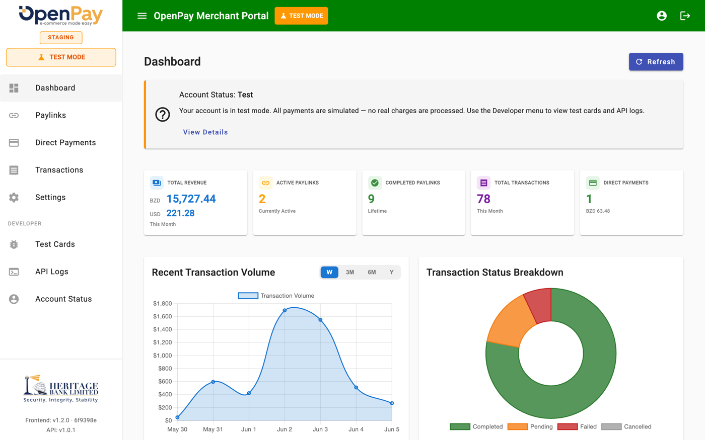 OpenPay merchant dashboard