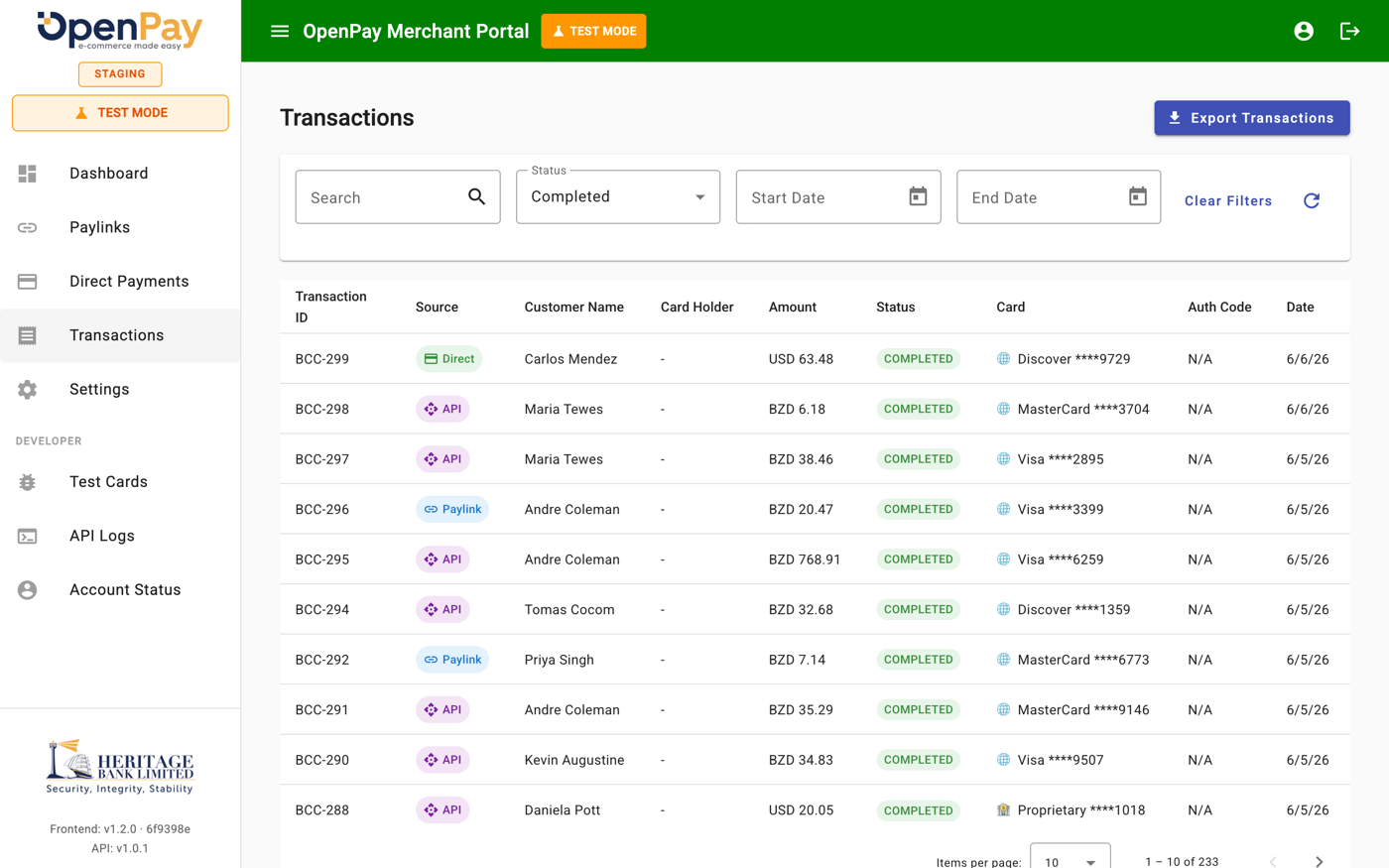 OpenPay transactions